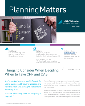 Things To Consider When Deciding When To Take CPP And OAS