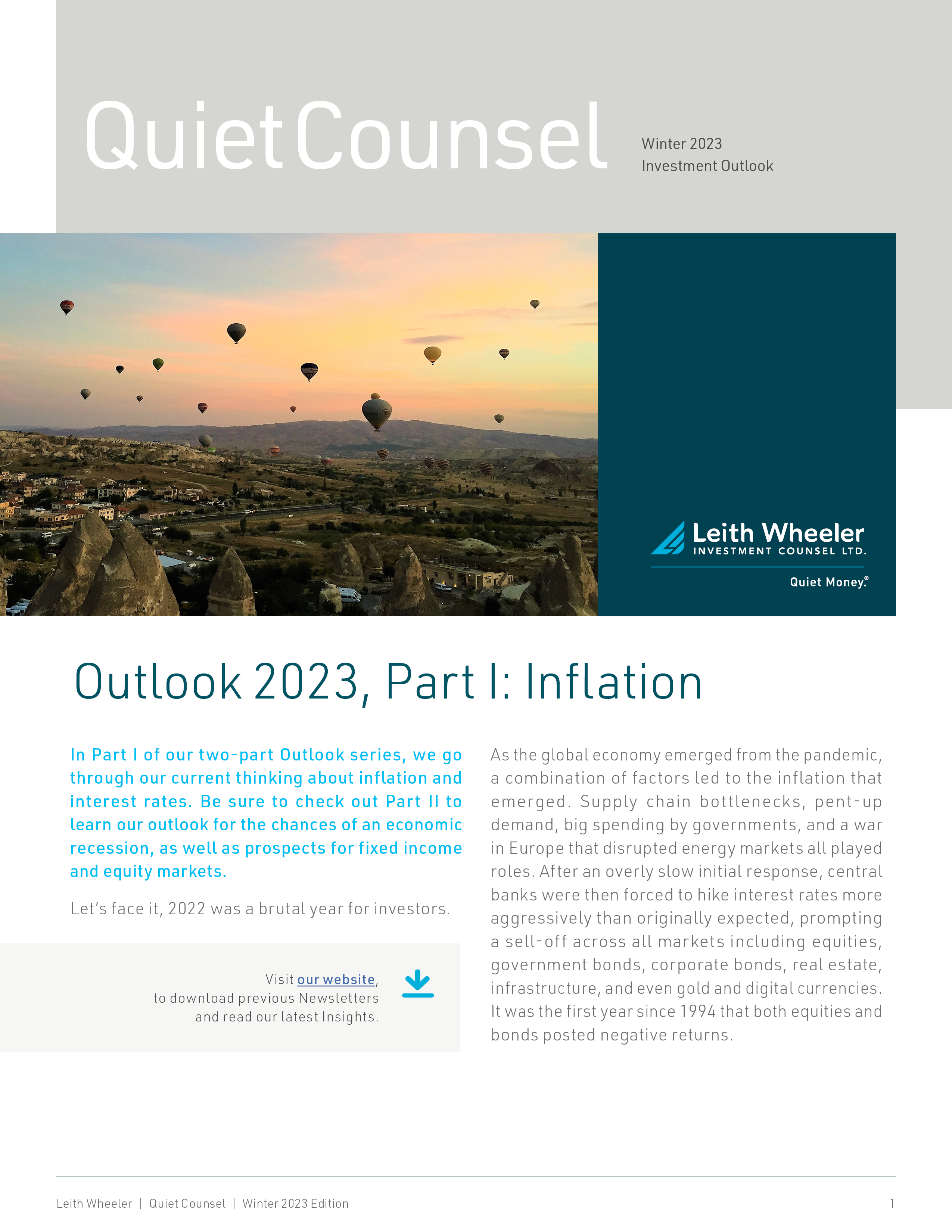 Outlook 2023, Part I Inflation