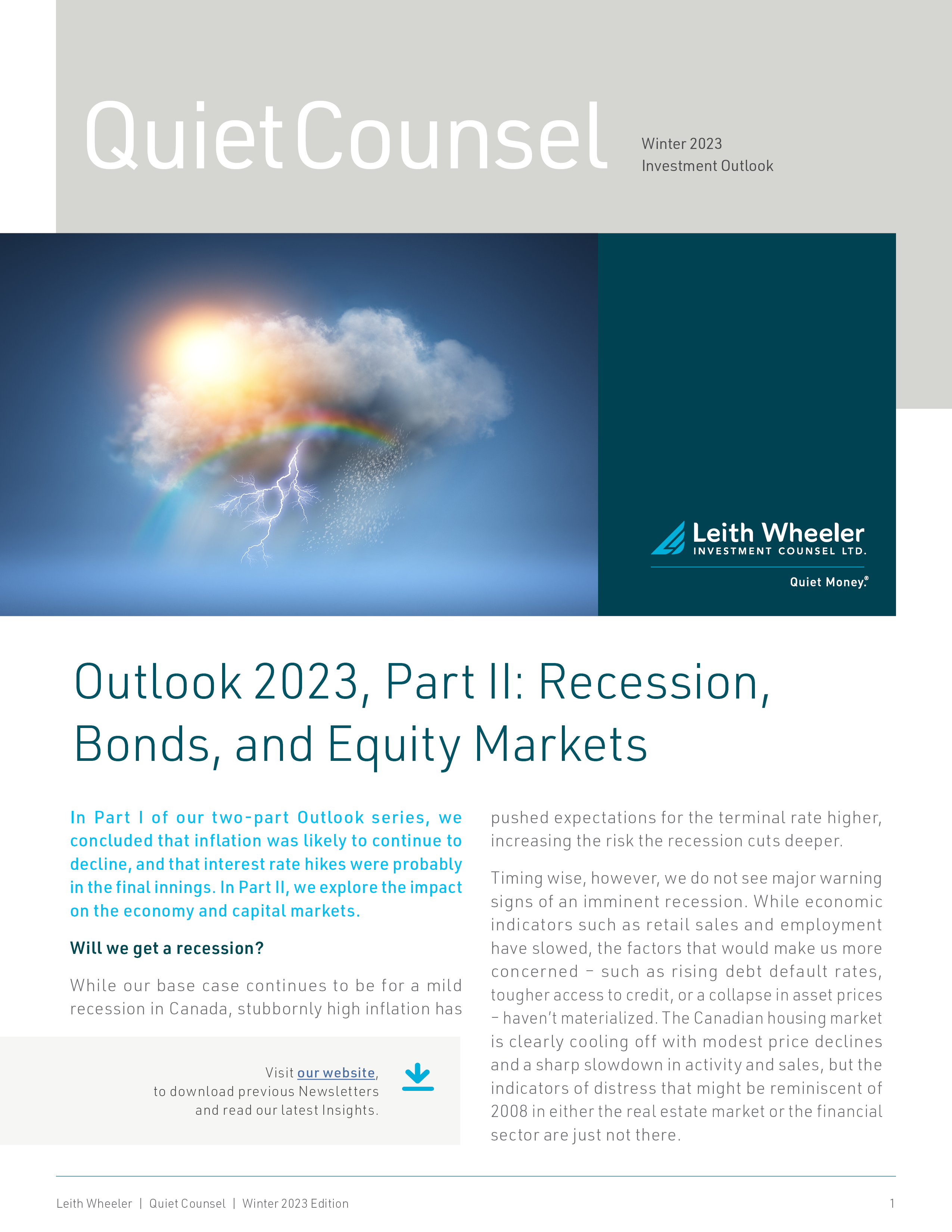 Outlook 2023, Part II Recession, Bonds, and Equity Markets